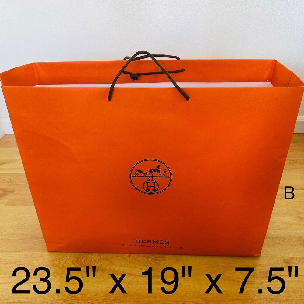Hermes Paper Shopping Bag - orange X large, 23.5" x 19" x 7.5" [B]